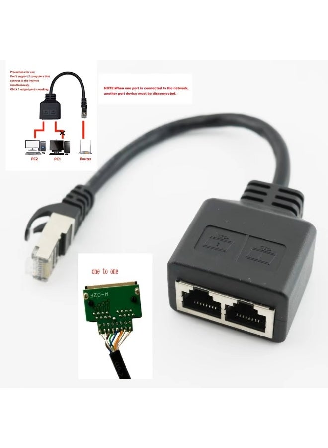RJ45 CAT6/5 1 Male to 2 Female Port Socket LAN Ethernet Network Splitter Coupler Adapter Cable Cord 20cm - Image 2